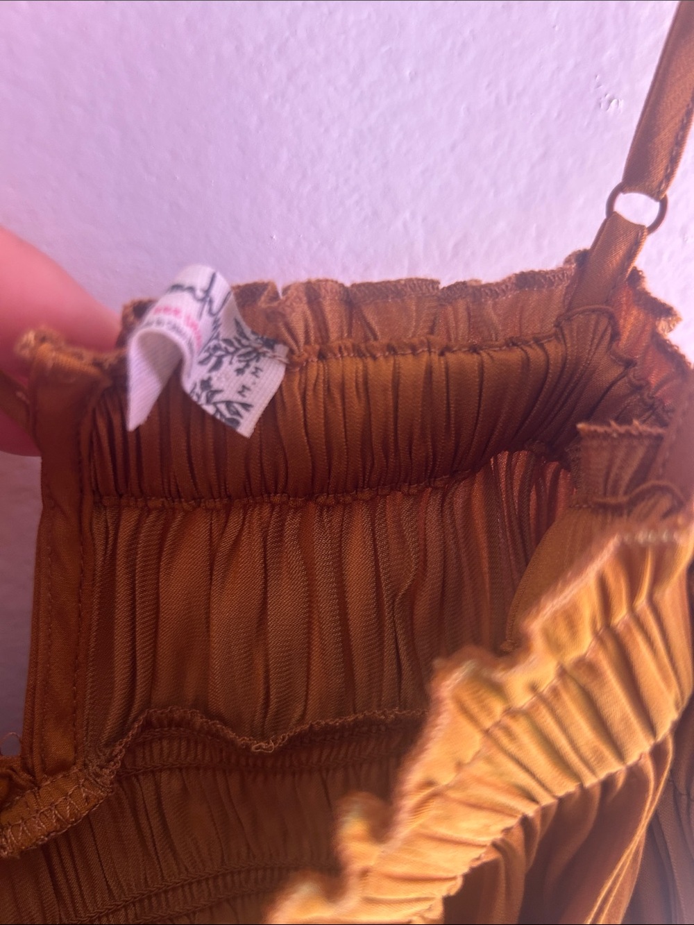 Free People Rust Orange Smocked Mini Dress with Spaghetti Straps - Picture 2 of 5